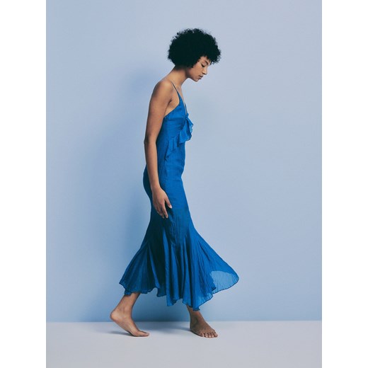 Reserved - Sukienka maxi z falbanami - niebieski ze sklepu Reserved w kategorii Sukienki - zdjęcie 170971574