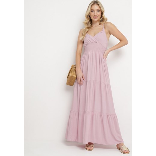 Różowa Sukienka Rozkloszowana na Regulowanych Ramiączkach z Bawełny Aletise ze sklepu Born2be Odzież w kategorii Sukienki - zdjęcie 170973503