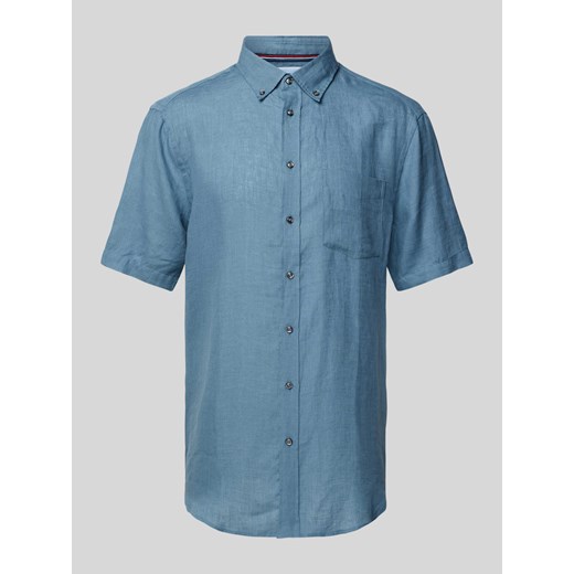 Koszula lniana o kroju regular fit z kołnierzykiem typu button down ze sklepu Peek&Cloppenburg  w kategorii Koszule męskie - zdjęcie 170973782