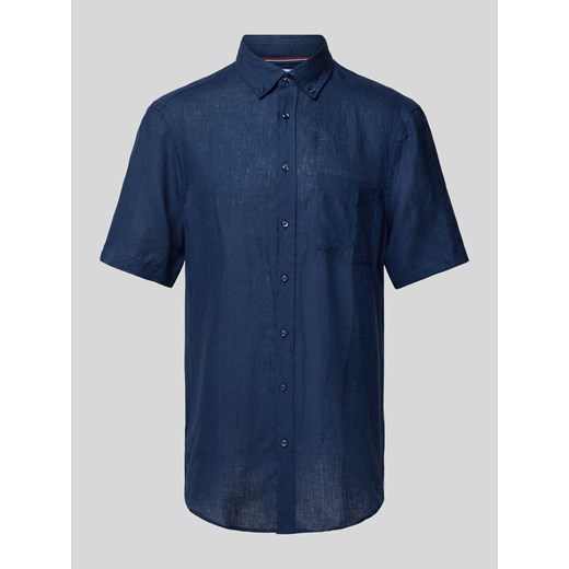 Koszula lniana o kroju regular fit z kołnierzykiem typu button down ze sklepu Peek&Cloppenburg  w kategorii Koszule męskie - zdjęcie 170973813