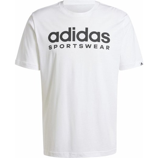 T-shirt męski biały Adidas bawełniany z napisem z krótkim rękawem 