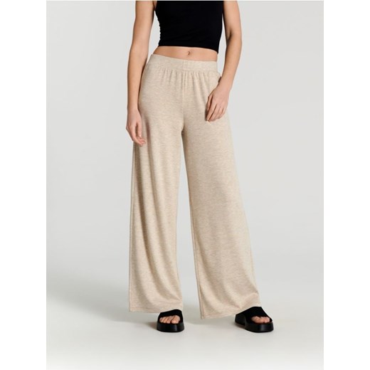 Sinsay - Spodnie z wiskozą - kremowy ze sklepu Sinsay w kategorii Spodnie damskie - zdjęcie 170977772