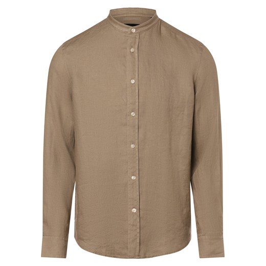 Drykorn Lniana koszula męska Mężczyźni Regular Fit len taupe jednolity stójka ze sklepu vangraaf w kategorii Koszule męskie - zdjęcie 170977881