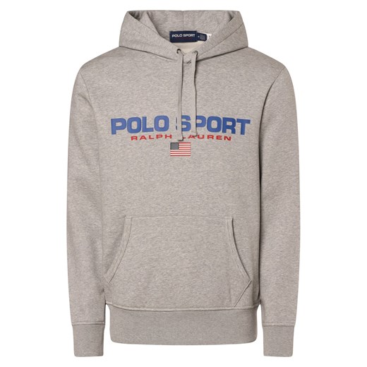 Polo Sport Męski sweter z kapturem Mężczyźni szary nadruk ze sklepu vangraaf w kategorii Bluzy męskie - zdjęcie 170977890
