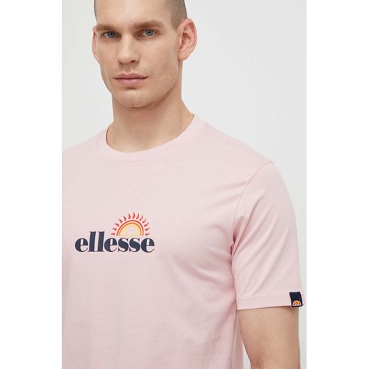 Ellesse t-shirt bawełniany Trea T-Shirt męski kolor różowy z nadrukiem SHV20126 ze sklepu ANSWEAR.com w kategorii T-shirty męskie - zdjęcie 170979452
