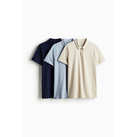 H & M - Top polo Slim Fit 3-pak - Niebieski ze sklepu H&M w kategorii Bluzki damskie - zdjęcie 170979512