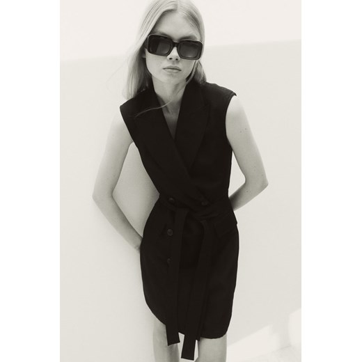 H & M - Sukienka żakietowa z domieszką lnu - Czarny ze sklepu H&M w kategorii Kamizelki damskie - zdjęcie 170979561