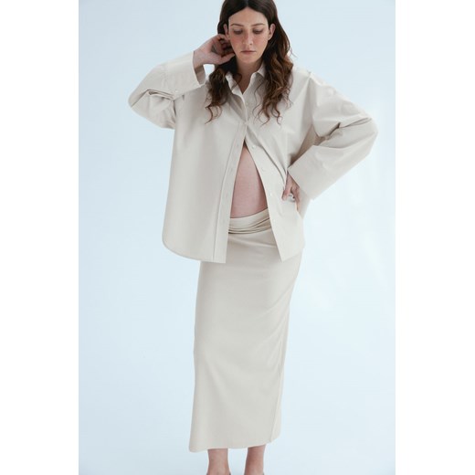 H & M - MAMA Prążkowana spódnica midi - Beżowy ze sklepu H&M w kategorii Spódnice ciążowe - zdjęcie 170979584