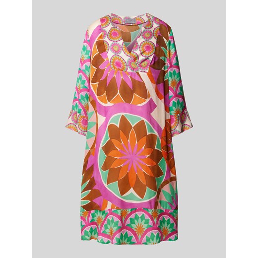 Sukienka w abstrakcyjnym wzorze wiosenna z wiskozy 