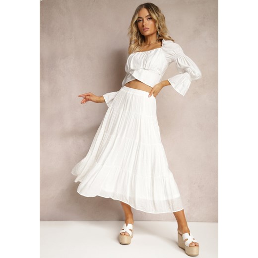 Biała Spódnica Maxi w Stylu Boho Rozkloszowana Phisalia ze sklepu Renee odzież w kategorii Spódnice - zdjęcie 170983310