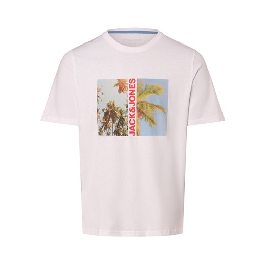 Jack & Jones Koszulka męska - JJNavin Mężczyźni Bawełna biały nadruk ze sklepu vangraaf w kategorii T-shirty męskie - zdjęcie 170986471