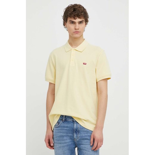 Levi&apos;s polo bawełniane kolor żółty gładki ze sklepu ANSWEAR.com w kategorii T-shirty męskie - zdjęcie 170989291