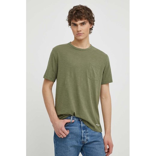Marc O&apos;Polo t-shirt bawełniany kolor zielony gładki ze sklepu ANSWEAR.com w kategorii T-shirty męskie - zdjęcie 170989521