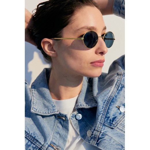 H & M - Owalne okulary przeciwsłoneczne - Złoty ze sklepu H&M w kategorii Okulary przeciwsłoneczne damskie - zdjęcie 170993503