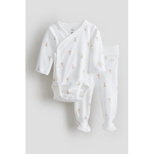 H & M - Komplet 2-częściowy z bawełnianego dżerseju - Biały ze sklepu H&M w kategorii Odzież dla niemowląt - zdjęcie 170993581