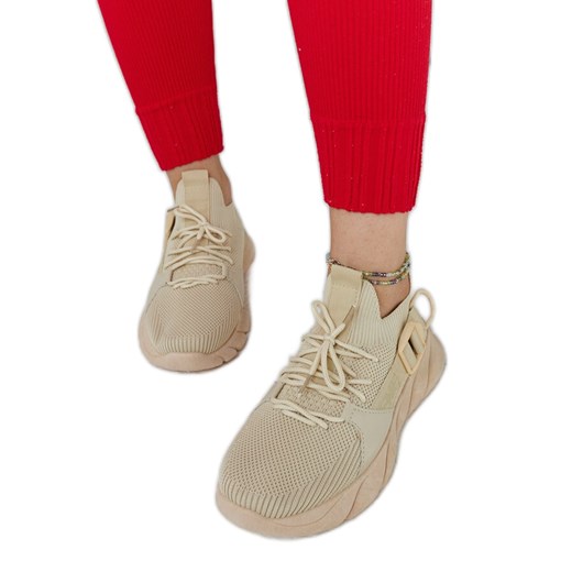 Beżowe lekkie sneakersy sportowe Faruz beżowy ze sklepu ButyModne.pl w kategorii Buty sportowe damskie - zdjęcie 170994020