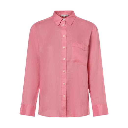 Marie Lund Lniana bluzka damska Kobiety len różowy jednolity ze sklepu vangraaf w kategorii Koszule damskie - zdjęcie 170999283