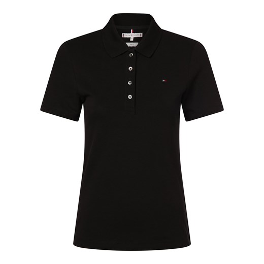 Tommy Hilfiger Damska koszulka polo Kobiety Bawełna czarny jednolity ze sklepu vangraaf w kategorii Bluzki damskie - zdjęcie 170999304