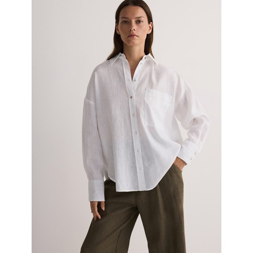 Reserved - Lniana koszula - biały ze sklepu Reserved w kategorii Koszule damskie - zdjęcie 171000532