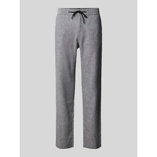 Spodnie lniane o kroju tapered fit z tunelem ze sklepu Peek&Cloppenburg  w kategorii Spodnie męskie - zdjęcie 171001543