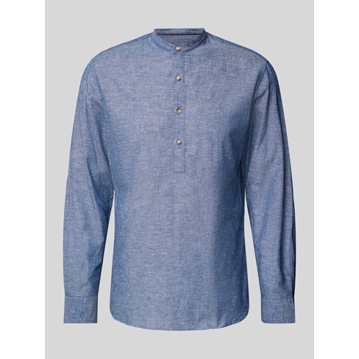 Koszula lniana o kroju regular fit ze stójką ze sklepu Peek&Cloppenburg  w kategorii Koszule męskie - zdjęcie 171001563
