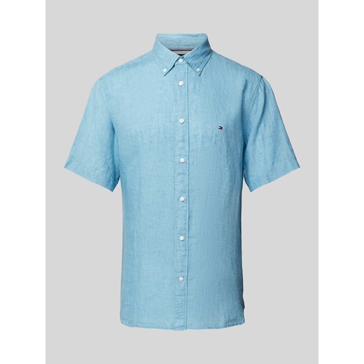 Koszula lniana o kroju regular fit z kołnierzykiem typu button down ze sklepu Peek&Cloppenburg  w kategorii Koszule męskie - zdjęcie 171001683