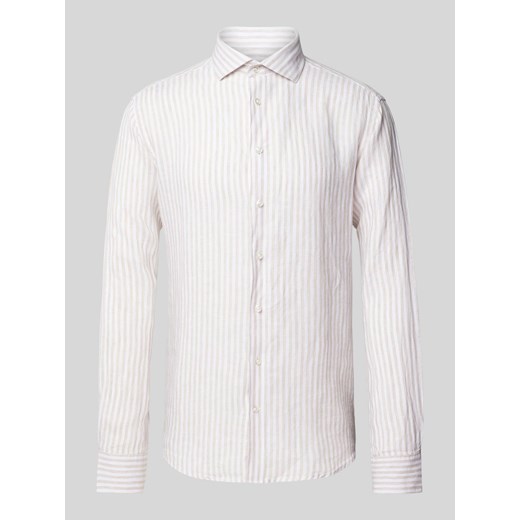 Koszula lniana o kroju casual slim fit ze wzorem w paski model ‘SYDNEY’ ze sklepu Peek&Cloppenburg  w kategorii Koszule męskie - zdjęcie 171001700