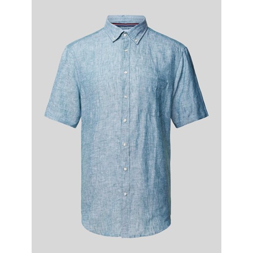 Koszula lniana o kroju regular fit z kołnierzykiem typu button down ze sklepu Peek&Cloppenburg  w kategorii Koszule męskie - zdjęcie 171001751
