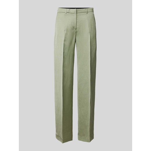 Spodnie lniane o kroju regular fit z zakładkami w pasie ze sklepu Peek&Cloppenburg  w kategorii Spodnie damskie - zdjęcie 171002172