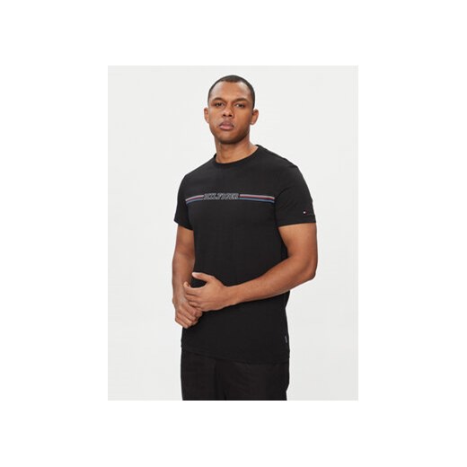 Tommy Hilfiger T-Shirt Stripe Chest MW0MW34428 Czarny Slim Fit ze sklepu MODIVO w kategorii T-shirty męskie - zdjęcie 171002484