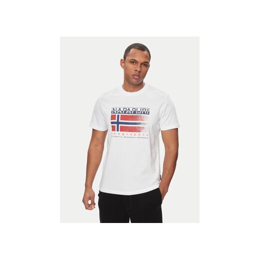 Napapijri T-Shirt S-Kreis NP0A4HQR Biały Regular Fit ze sklepu MODIVO w kategorii T-shirty męskie - zdjęcie 171002571