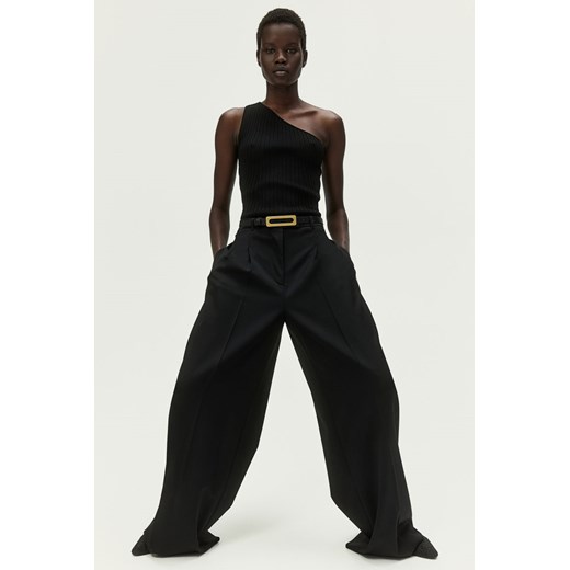 H & M - Dzianinowy top na jedno ramię - Czarny ze sklepu H&M w kategorii Bluzki damskie - zdjęcie 171004240