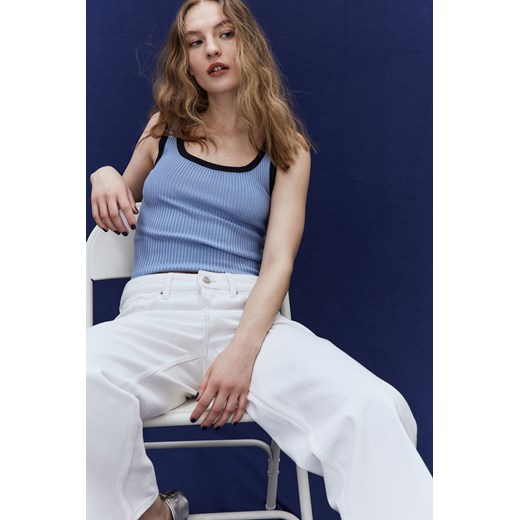 H & M - Dzianinowy top bez rękawów - Niebieski ze sklepu H&M w kategorii Bluzki damskie - zdjęcie 171004253