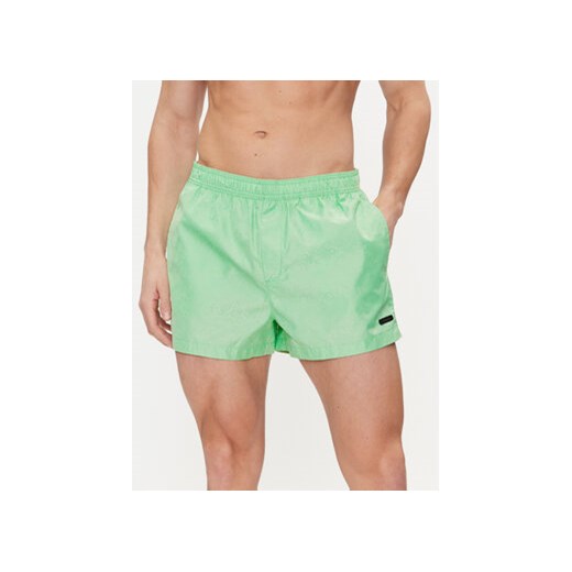 Calvin Klein Swimwear Szorty kąpielowe KM0KM01000 Zielony Regular Fit ze sklepu MODIVO w kategorii Kąpielówki - zdjęcie 171007113