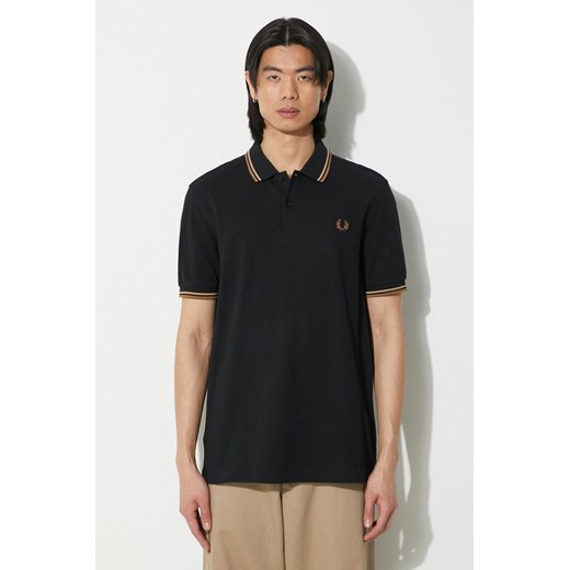 Fred Perry polo bawełniane Twin Tipped Shirt kolor czarny gładki M3600.U97 ze sklepu PRM w kategorii T-shirty męskie - zdjęcie 171011914