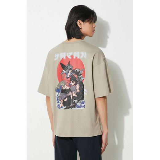 Alpha Industries t-shirt bawełniany Japan Wave Warrior męski kolor beżowy z nadrukiem 146513 ze sklepu PRM w kategorii T-shirty męskie - zdjęcie 171011972