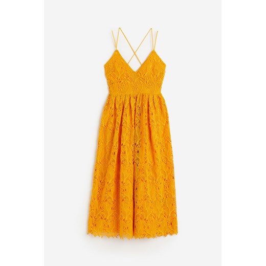H & M - Koronkowa sukienka z dekoltem w serek - Żółty H & M 36 H&M