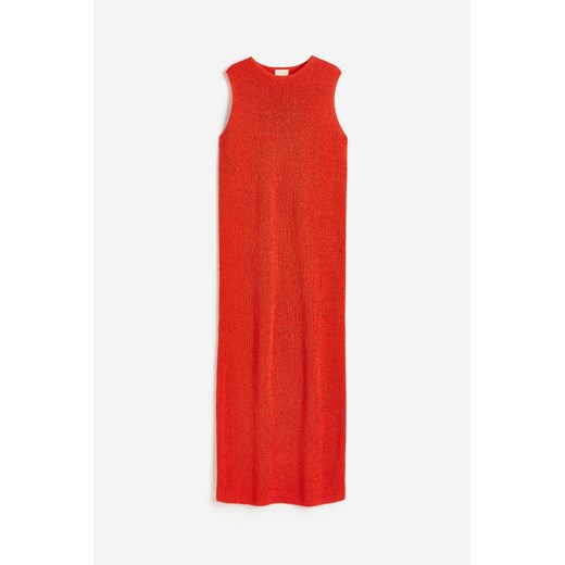 H & M - Dzianinowa sukienka z domieszką jedwabiu - Czerwony H & M S H&M