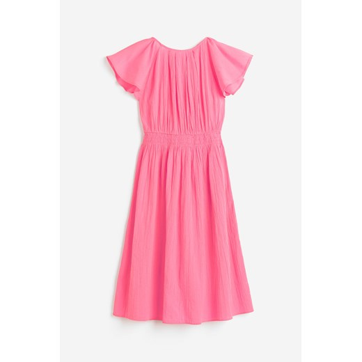 H & M - Kreszowana sukienka bawełniana - Różowy H & M L H&M