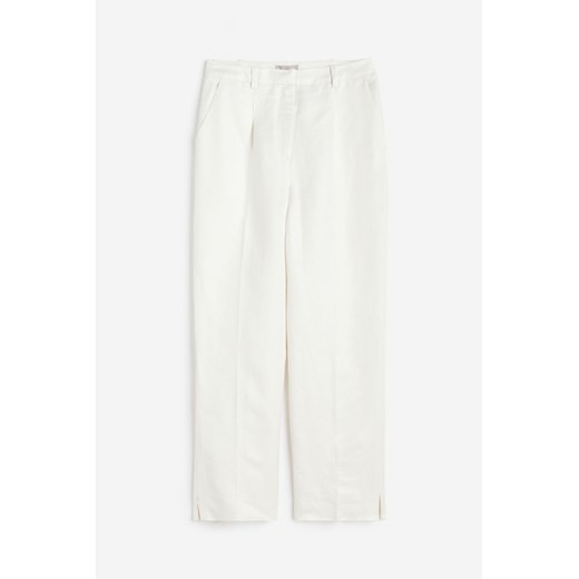 H & M - Eleganckie spodnie z domieszką lnu - Biały ze sklepu H&M w kategorii Spodnie damskie - zdjęcie 171013801