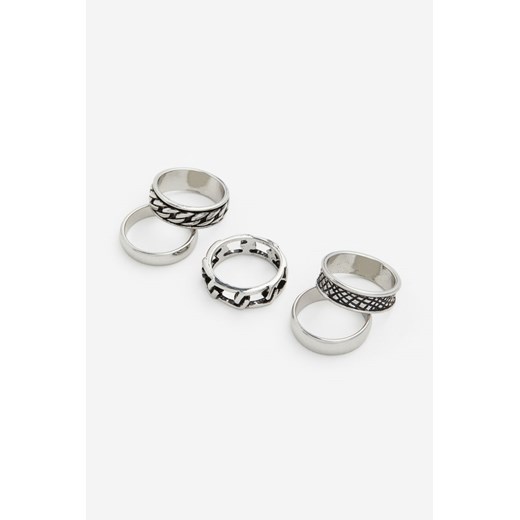 H & M - Pierścionek 5-pak - Srebrny ze sklepu H&M w kategorii Sygnety - zdjęcie 171013803