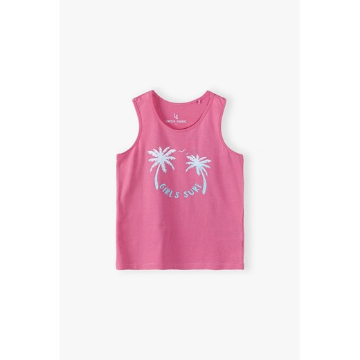Bawełniany T-shirt bez rękawów z miękką grafiką dla dziewczynki - różowy Lincoln & Sharks By 5.10.15. 140 5.10.15