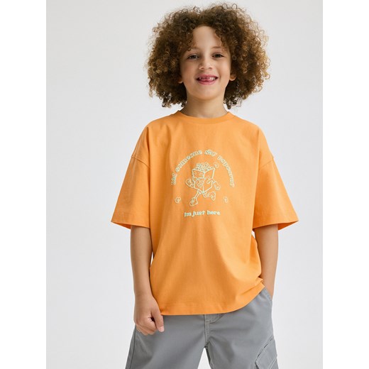 Reserved - T-shirt oversize - koralowy ze sklepu Reserved w kategorii T-shirty chłopięce - zdjęcie 171017250