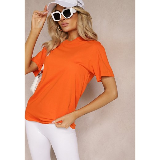 Pomarańczowa Bawełniana Koszulka z Krótkim Rękawem Anemila ze sklepu Renee odzież w kategorii Bluzki damskie - zdjęcie 171018063