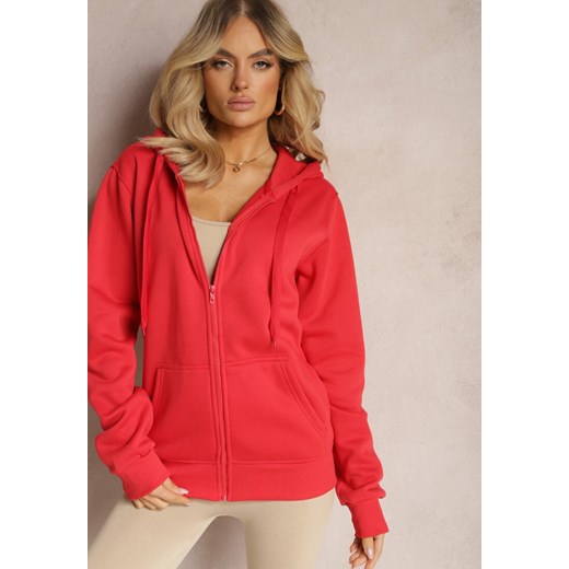 Czerwona Casualowa Rozpinana Bluza z Kapturem i Polarem Shuberta ze sklepu Renee odzież w kategorii Bluzy damskie - zdjęcie 171018112
