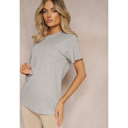 Szara Casualowa Koszulka T-shirt z Bawełny Gittaria ze sklepu Renee odzież w kategorii Bluzki damskie - zdjęcie 171018133