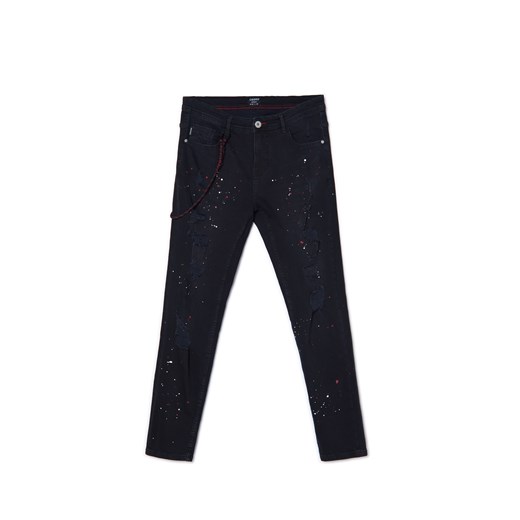 Cropp - Czarne jeansy skinny z rozdarciami - czarny ze sklepu Cropp w kategorii Jeansy męskie - zdjęcie 171018671