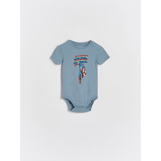 Reserved - Bawełniane body Kapitan Ameryka - niebieski ze sklepu Reserved w kategorii Body niemowlęce - zdjęcie 171018891