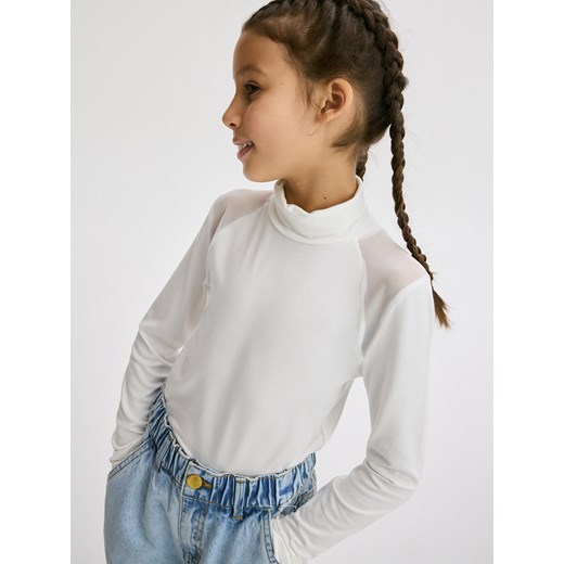 Reserved - Bluzka z przezroczystymI wstawkami - złamana biel ze sklepu Reserved w kategorii Bluzki dziewczęce - zdjęcie 171019290
