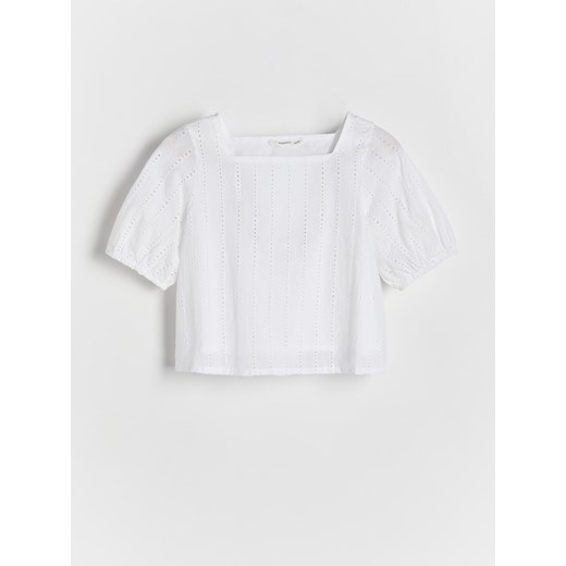 Reserved - Bluzka ażurowa - złamana biel ze sklepu Reserved w kategorii Bluzki dziewczęce - zdjęcie 171019294
